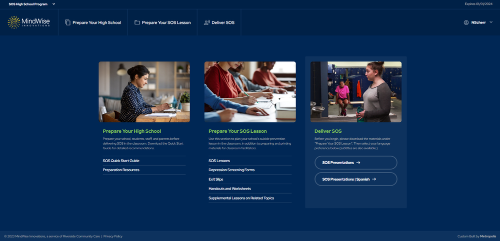 SOS for High School Students (one license per building)